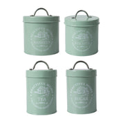Tea & Sugar Jar (Each 850 Ml) + Biscuits & Namkeen Jar (Each 1300 Ml) - Green, Set Of 4