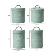 Tea & Sugar Jar (Each 850 Ml) + Biscuits & Namkeen Jar (Each 1300 Ml) - Green, Set Of 4