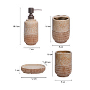 Ceramic Bathroom Set Of 4 - Stone Finish, Matte