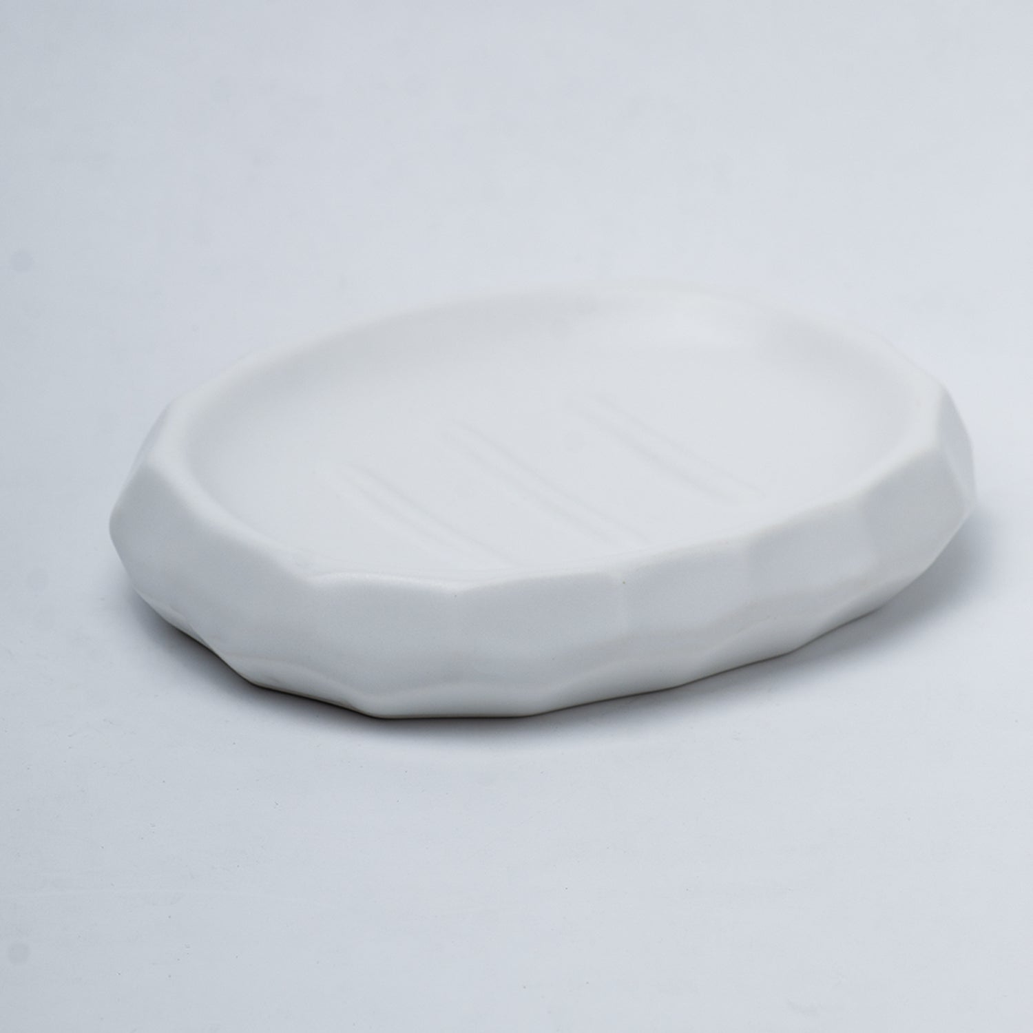 White Ceramic Bathroom Set Of 4 - Stone Finish, Bath Accessories