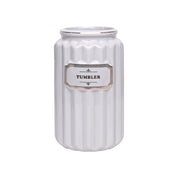 Grey Ceramic Bathroom Set Of 4 - Ribbed Design, Bath Accessories