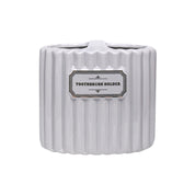 Grey Ceramic Bathroom Set Of 4 - Ribbed Design, Bath Accessories