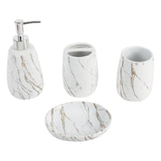 White Ceramic Bathroom Set Of 4 - Stone Finish, Bath Accessories