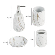 White Ceramic Bathroom Set Of 4 - Stone Finish, Bath Accessories