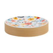 Multicolor Ceramic Cylindrical Bathroom Set Of 4 - Floral Design, Bath Accessories