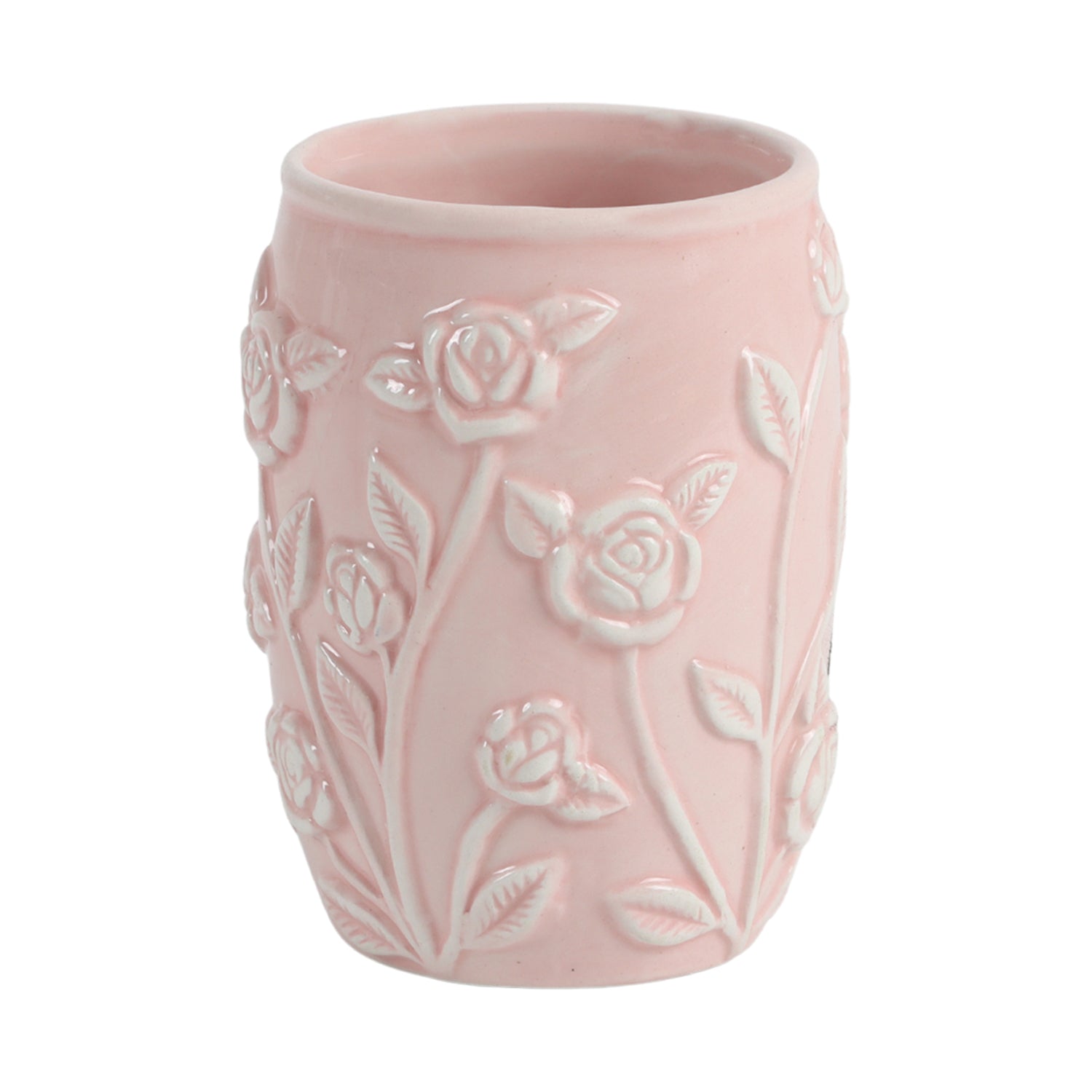 Pink Ceramic Bathroom Set Of 4 - Floral Design, Bath Accessories