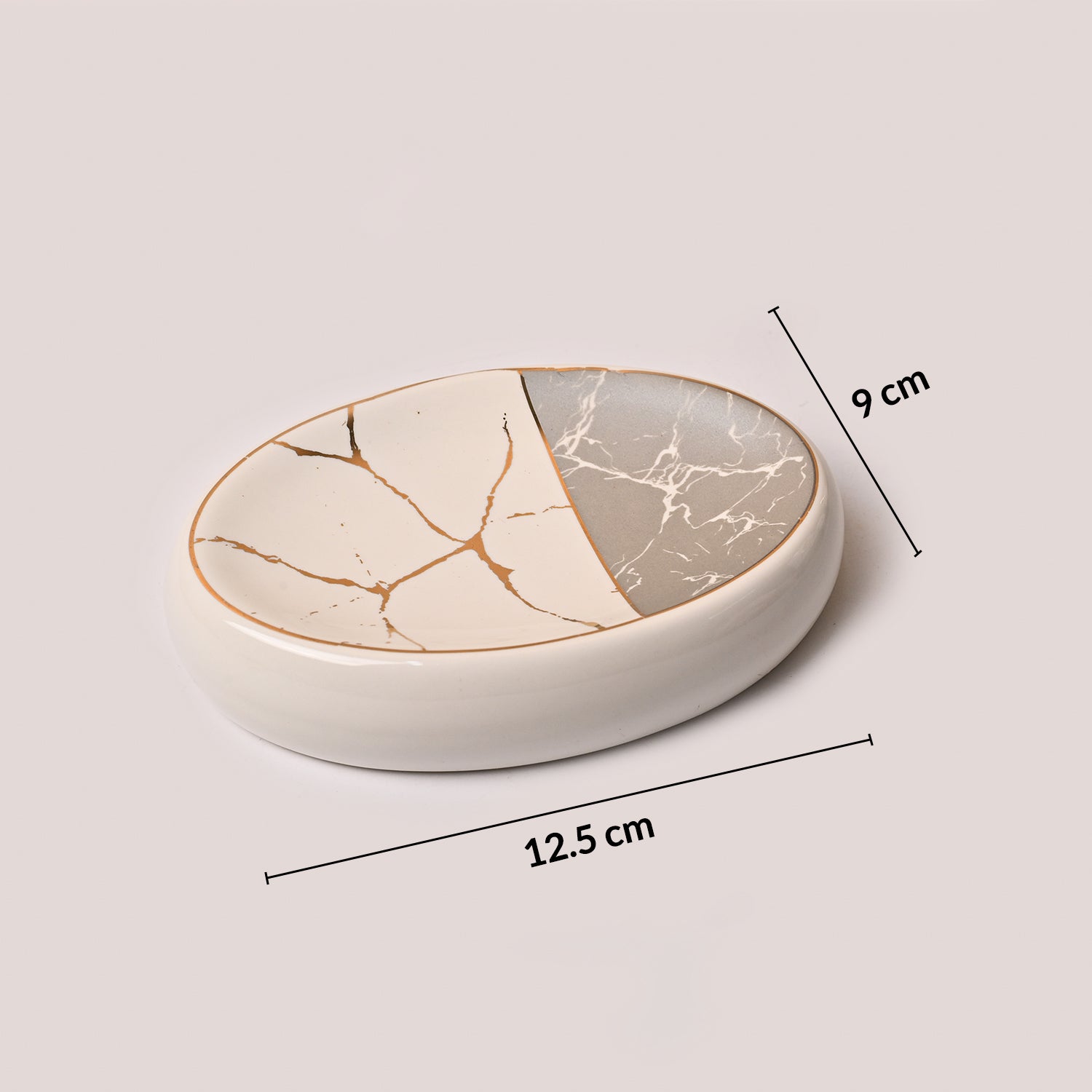 White & Grey Ceramic Bathroom Set (Set of 4)