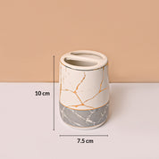 White & Grey Ceramic Bathroom Set (Set of 4)