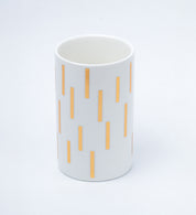 Off White Ceramic Bathroom Set Of 4 - Straight Lines, Bath Accessories