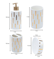 Off White Ceramic Bathroom Set Of 4 - Straight Lines, Bath Accessories