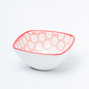 Red Ceramic Dish, Pack Of 3 - Geometric Pattern Serveware