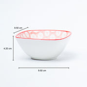 Red Ceramic Dish, Pack Of 3 - Geometric Pattern Serveware