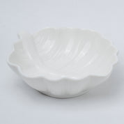 Off White Ceramic Dish - Pack Of 2, Leaf Shape