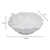 Off White Ceramic Dish - Pack Of 2, Leaf Shape