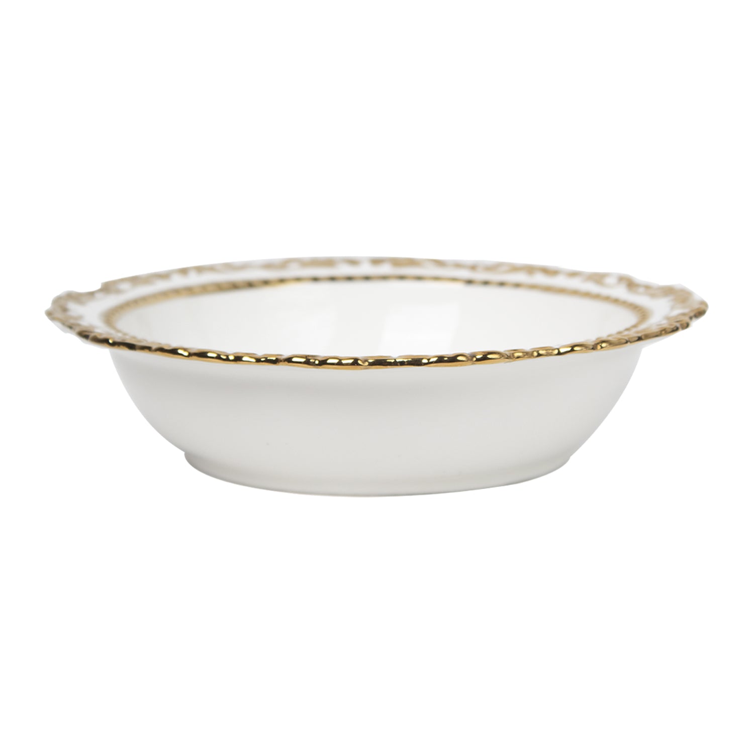 Golden Edge Glazed White Dish