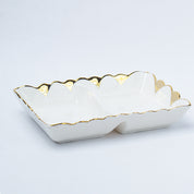 Antique Off White Ceramic Divided Serving Dish - 21 x 14 x 6CM