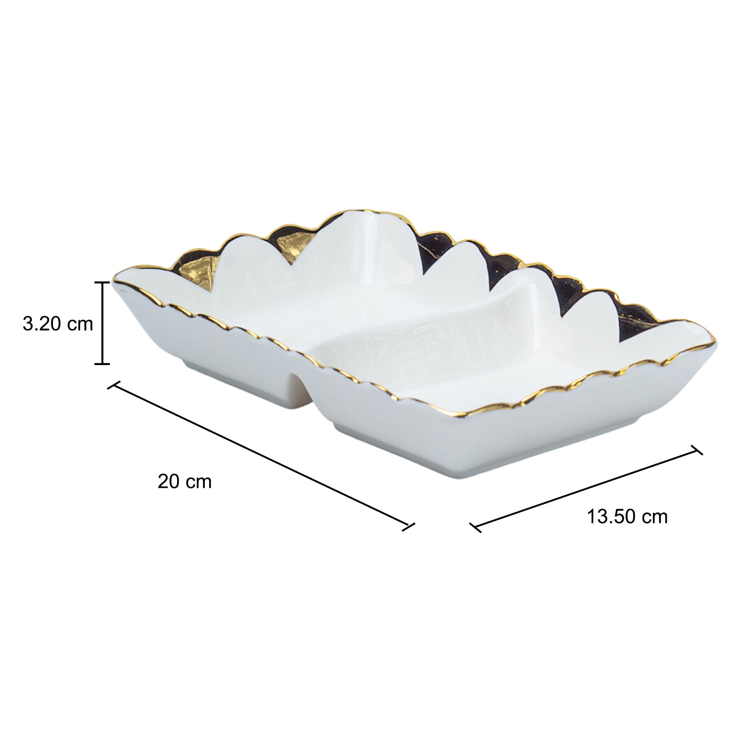 Antique Off White Ceramic Divided Serving Dish - 21 x 14 x 6CM