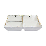 Antique Off White Ceramic Divided Serving Dish - 21 x 21 x 4CM