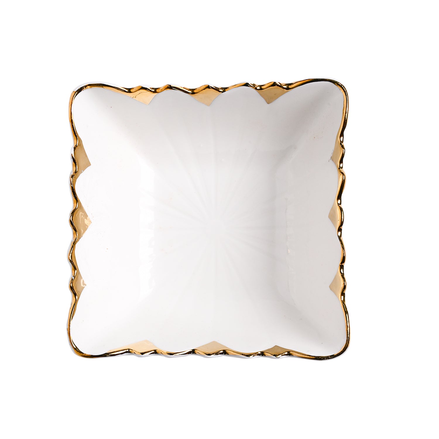Antique Off White Ceramic Square Serving Dish - 12 x 12 x 6CM