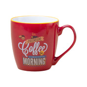 Red Ceramic Coffee Mug - 400mL "Oremium Coffee For A Beautiful Morning"