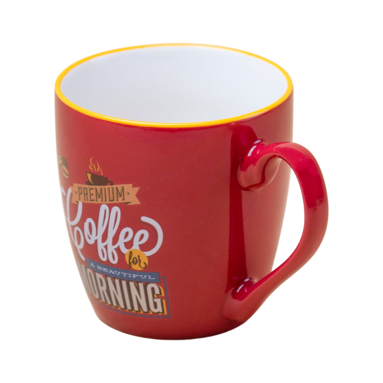 Red Ceramic Coffee Mug - 400mL "Oremium Coffee For A Beautiful Morning"
