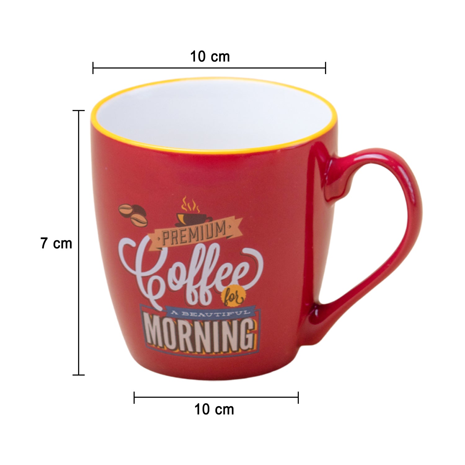 Red Ceramic Coffee Mug - 400mL "Oremium Coffee For A Beautiful Morning"