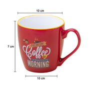 Red Ceramic Coffee Mug - 400mL "Oremium Coffee For A Beautiful Morning"