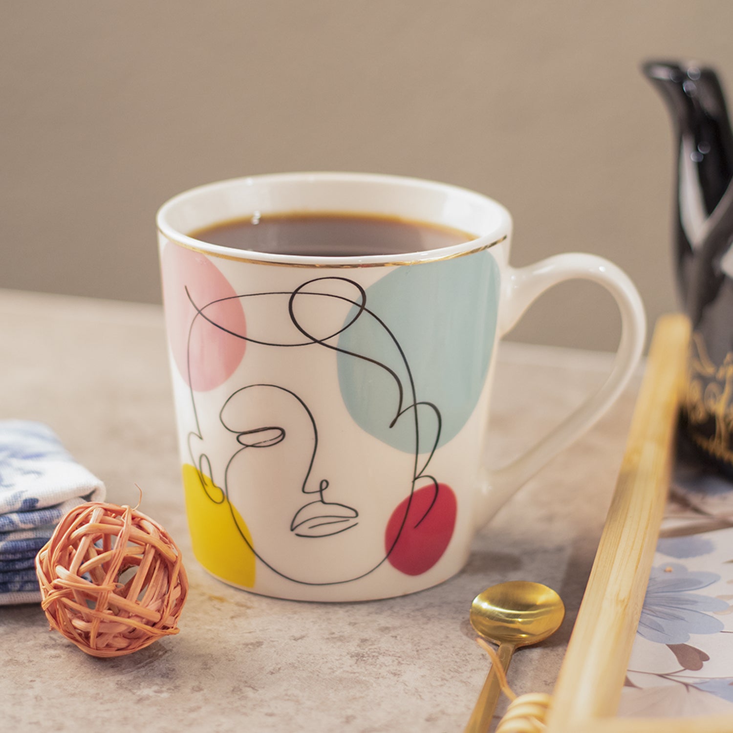 Multicolor Ceramic Coffee Mug 450 Ml - Abstract, Cups & Mugs