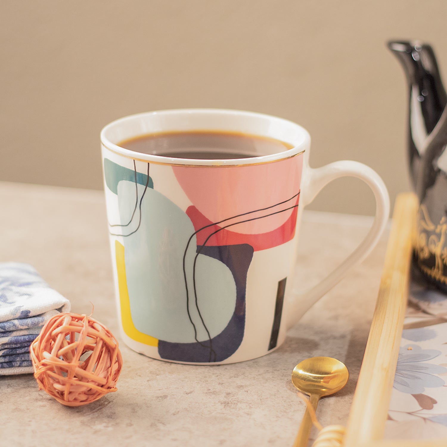 Multicolor Ceramic Coffee Mug 450 ml - Abstract Cups & Mugs - Market99