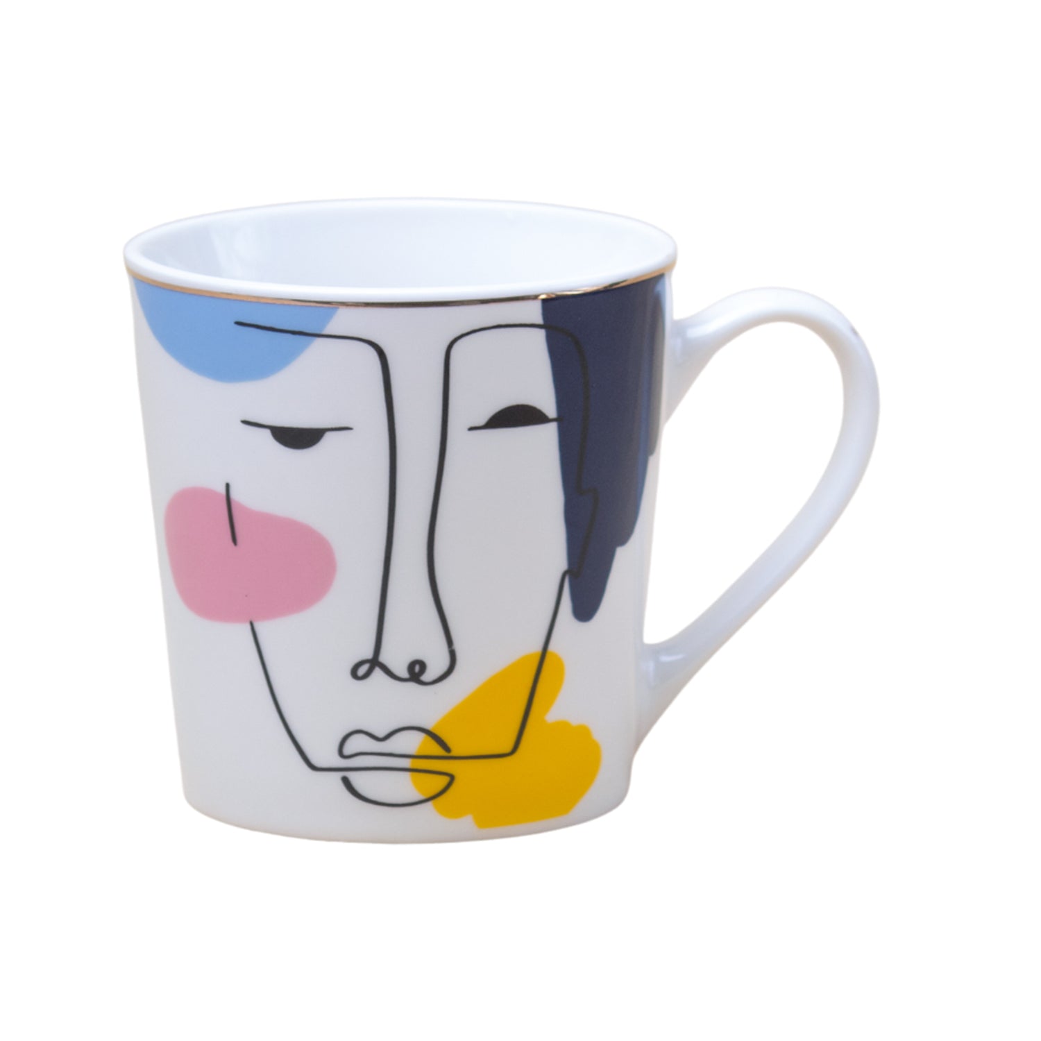 Multicolor Ceramic Coffee Mug 450 Ml - Face Sketch, Cups & Mugs