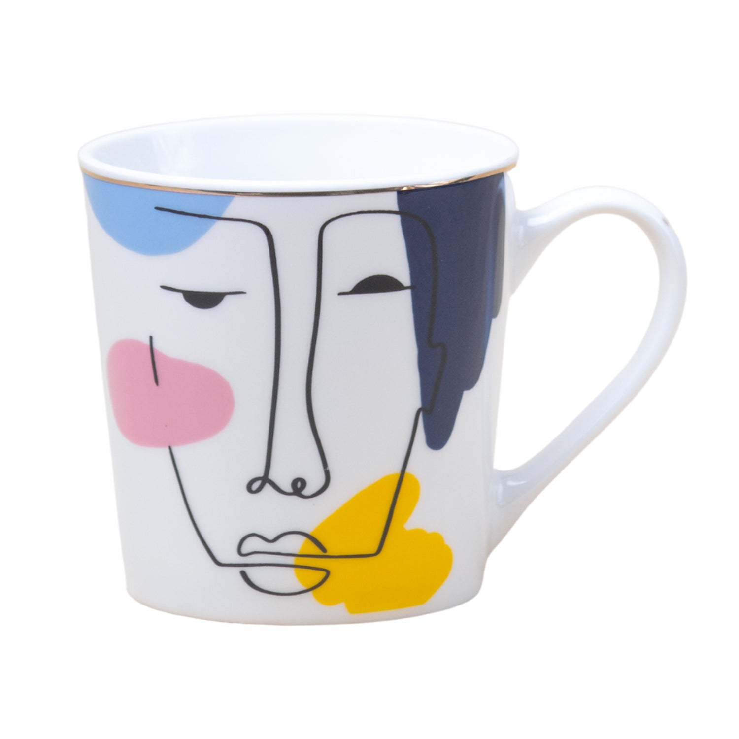 Multicolor Ceramic Coffee Mug 450 Ml - Face Sketch, Cups & Mugs