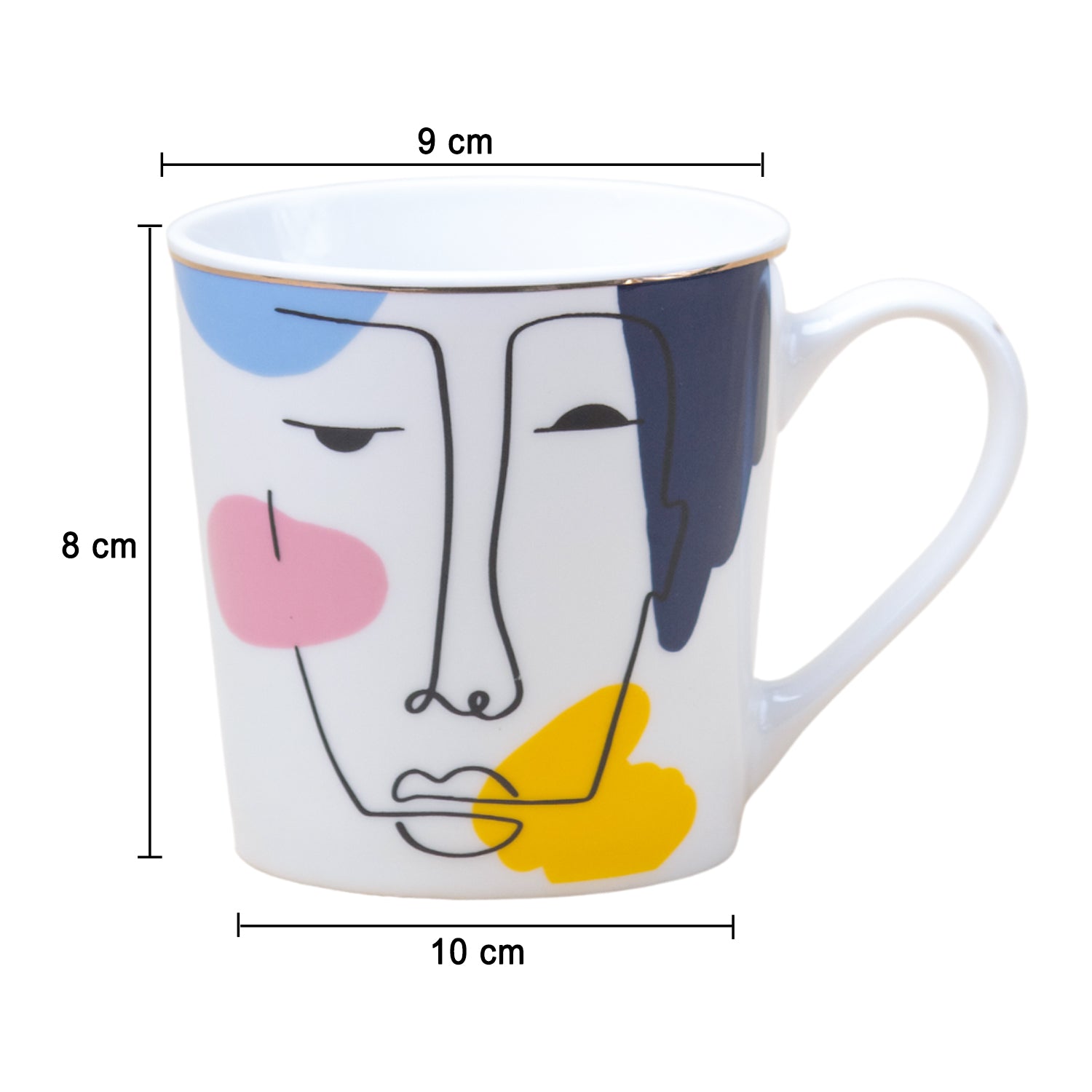 Multicolor Ceramic Coffee Mug 450 Ml - Face Sketch, Cups & Mugs