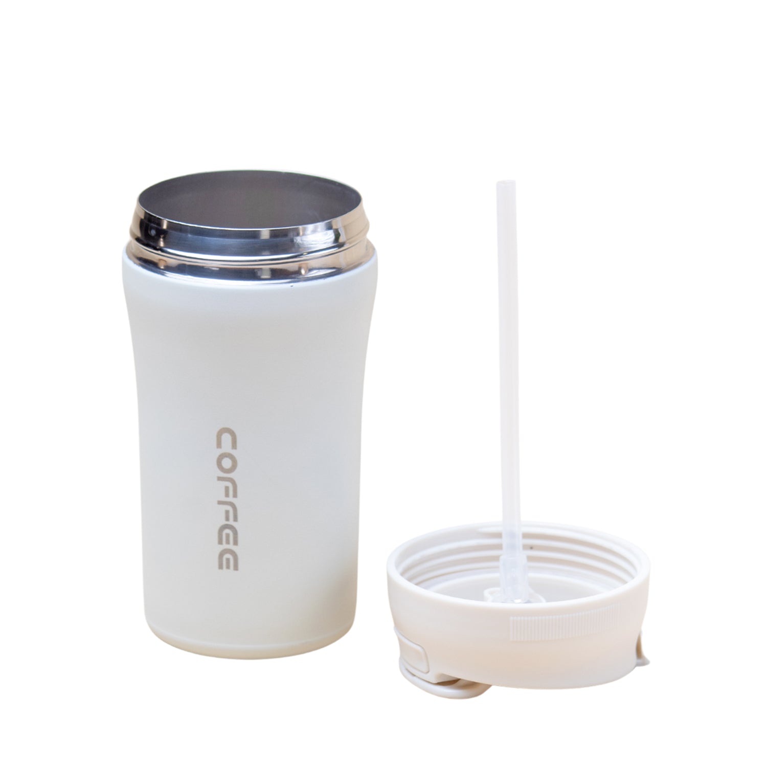 White Stainless Steel Travel Mug 400mL