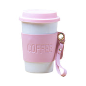 Pink Ceramic Sipper - Leather Grip, 350 Ml