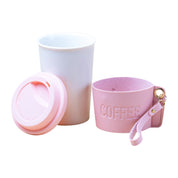 Pink Ceramic Sipper - Leather Grip, 350 Ml