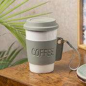 Olive Ceramic Sipper - Leather Grip, 350 Ml