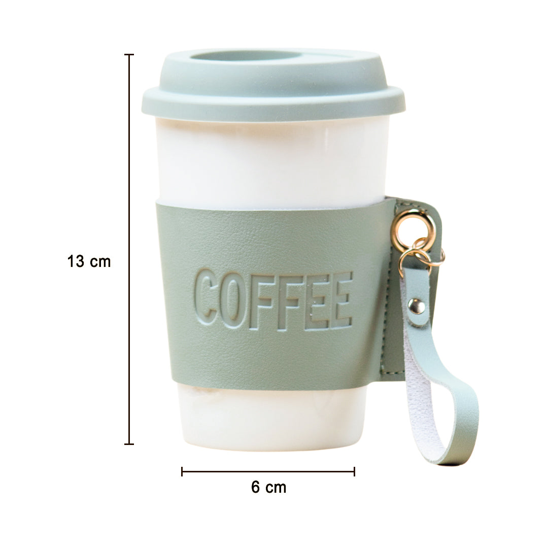 Olive Ceramic Sipper - Leather Grip, 350 Ml