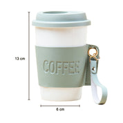 Olive Ceramic Sipper - Leather Grip, 350 Ml