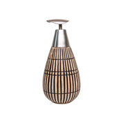 Brown Ceramic Pear Shape Soap Dispenser - Ribbed Pattern, Bath Accessories