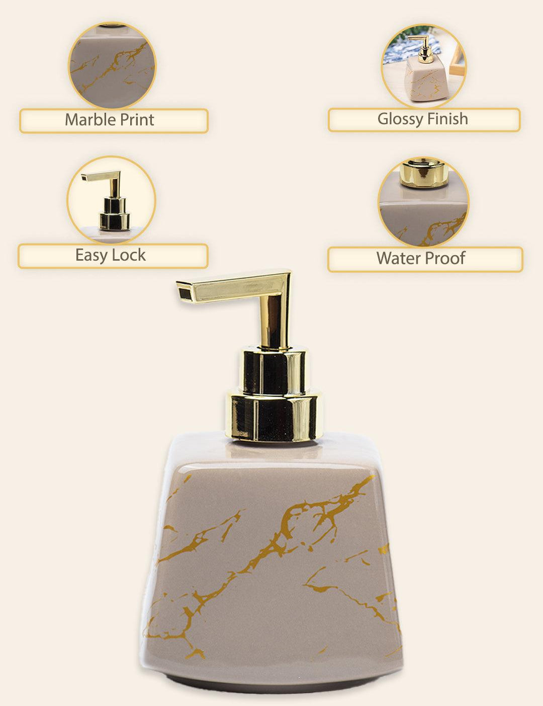 Brown Ceramic Soap Dispenser - Stone Finish, Bath Accessories - MARKET99