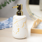 Off White Ceramic Liquid Soap Dispenser - Stone Finish, Bath Accessories