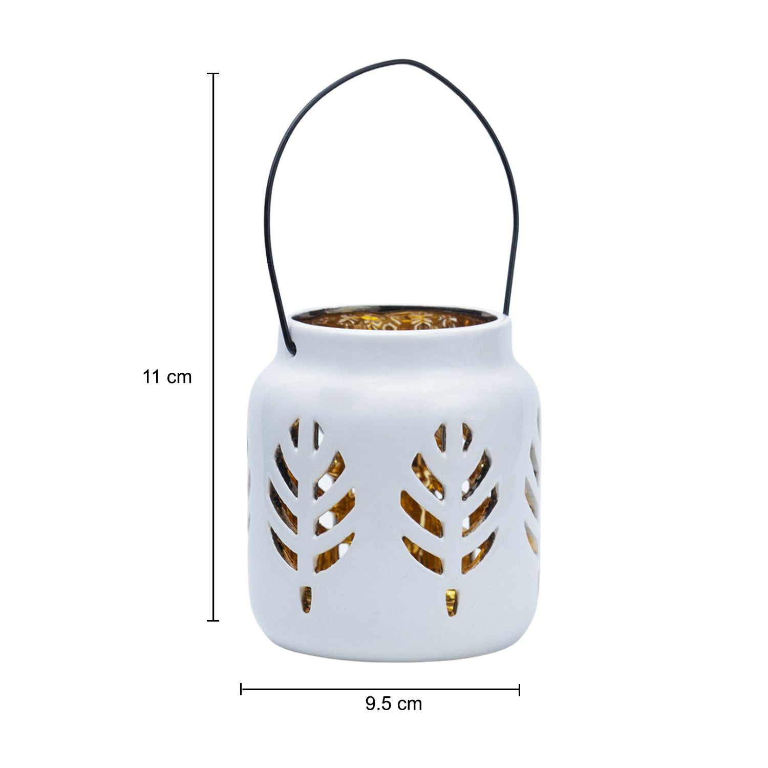 White Ceramic T-Lite Holder - Leafy Pattern, Candle Holder