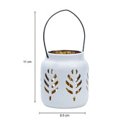 White Ceramic T-Lite Holder - Leafy Pattern, Candle Holder