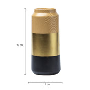 Stylish Ceramic Vase - Wooden, White & Golden, Contemporary Design