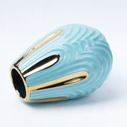 Emrald Ceramic Vase - Ribbed Design, Flower Holder
