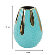 Emrald Ceramic Vase - Ribbed Design, Flower Holder