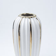 Grey Ceramic Vase - Ribbed Design, Flower Holder