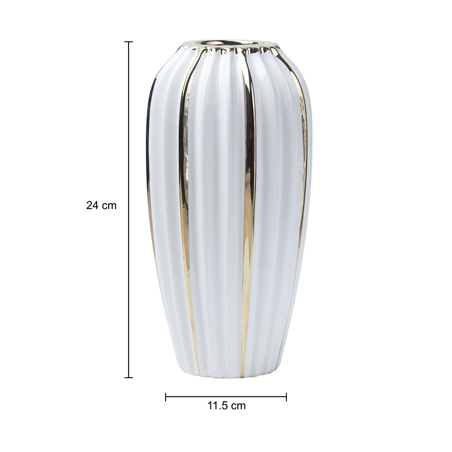 Grey Ceramic Vase - Ribbed Design, Flower Holder