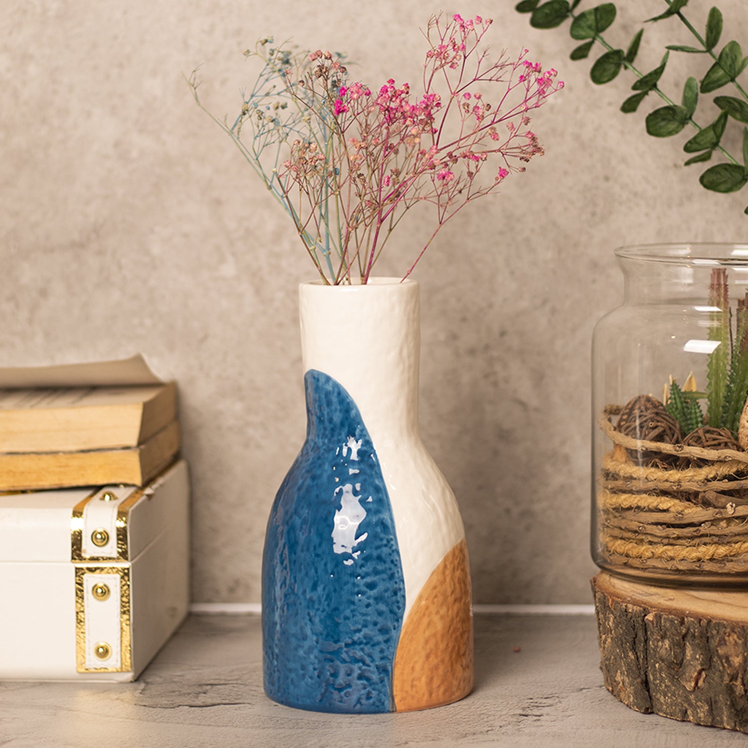 Multicolor Ceramic Vase - Abstract Design Flower Holder