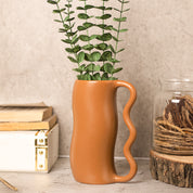 Brown Ceramic Curvy Vase - Curvy, Flower Holder
